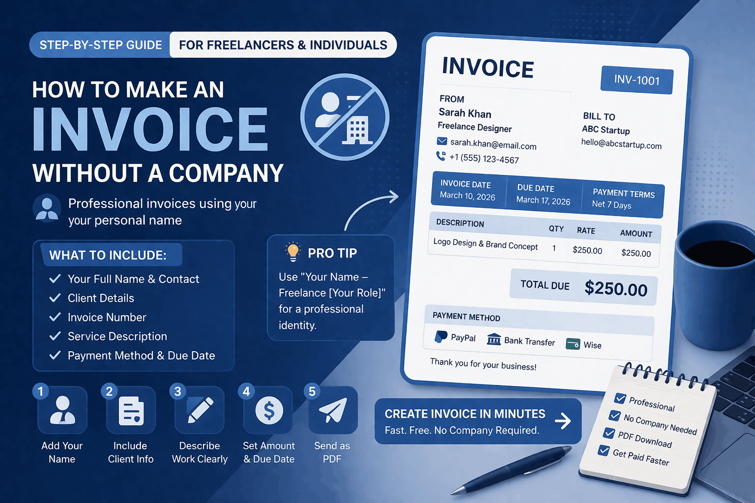 How to Make an Invoice Without a Company (Step-by-Step Guide for Freelancers & Individuals)